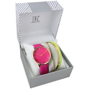 INC International Concepts Womens Pink Strap 38mm Watch Gold Plated Bracelets